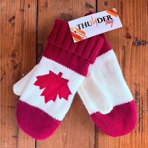 Thunder Bay Red and White Canadian Mittens
